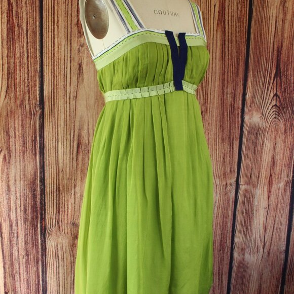 Philosophy by Alberta Ferretti Womens Mini Dress, Green Silk , Size 4, - Picture 6 of 11